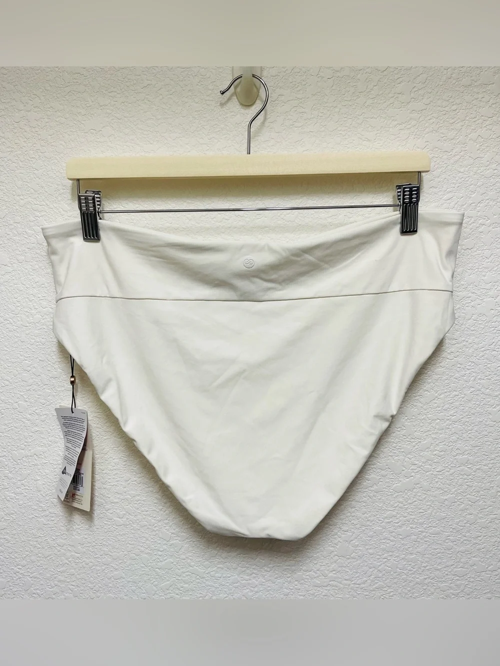 CALIA Variegated Stripe & Shirred V Front Mid-Rise Swim Bottoms Women’s Size L
